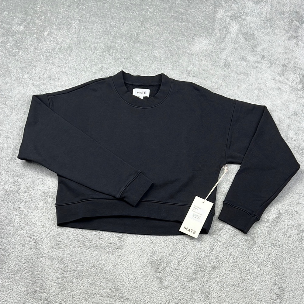 NEW MATE The Label XS 50% Organic‎ Cotton, Cotton Crop Crew Neck Sweatshirt
